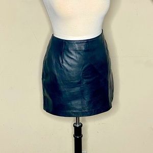 100% Leather Mini Skirt, Fully Lined with Side Slit